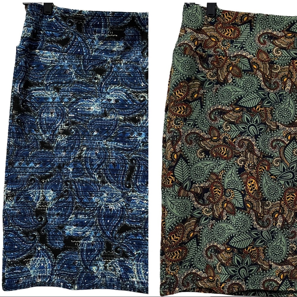 LuLaroe Cassie Pencil Skirt Medium Paisley Boho Career Knee Length Stretchy Y
